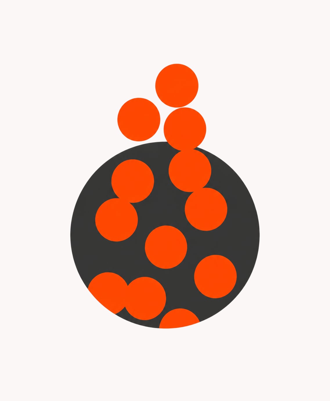 Abstract black circle with orange dot clusters